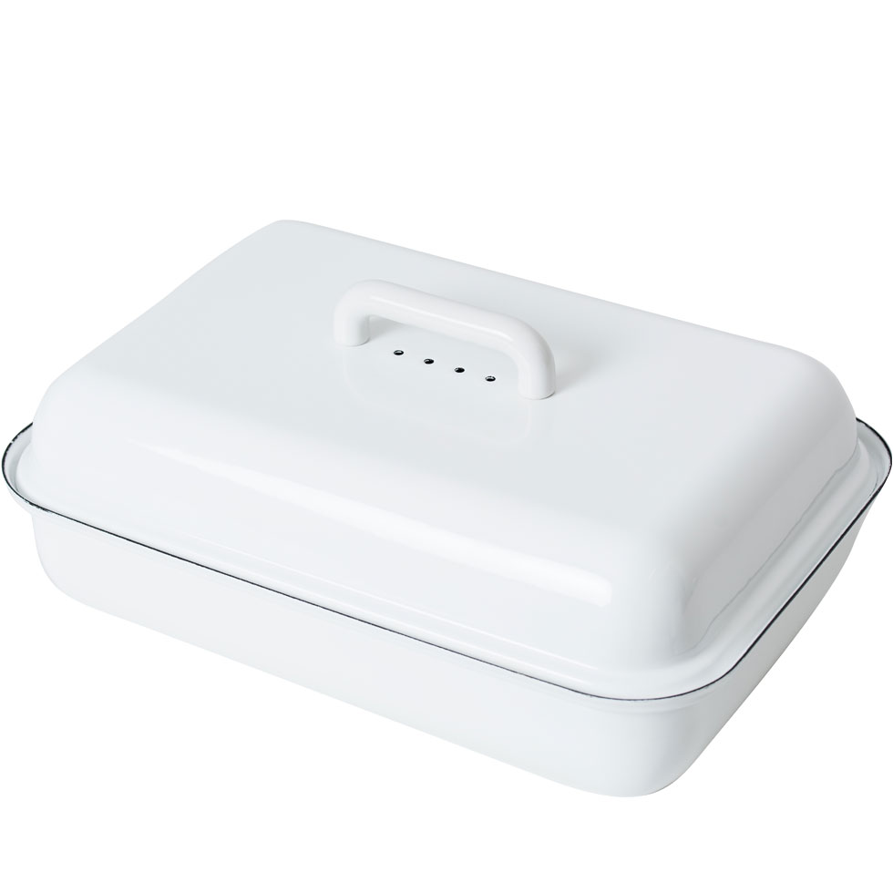 Riess-kelomat - Riess Brotdose eckig mit Deckel 37 26cm Emaille Classic Weiss