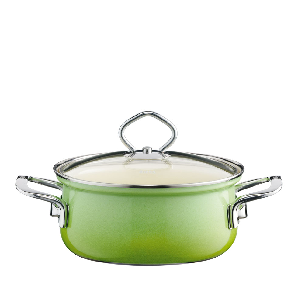 Riess-kelomat - Riess Kasserolle mit Glasdeckel Ø20cm 2 Liter Emaille Nouvelle Smaragd