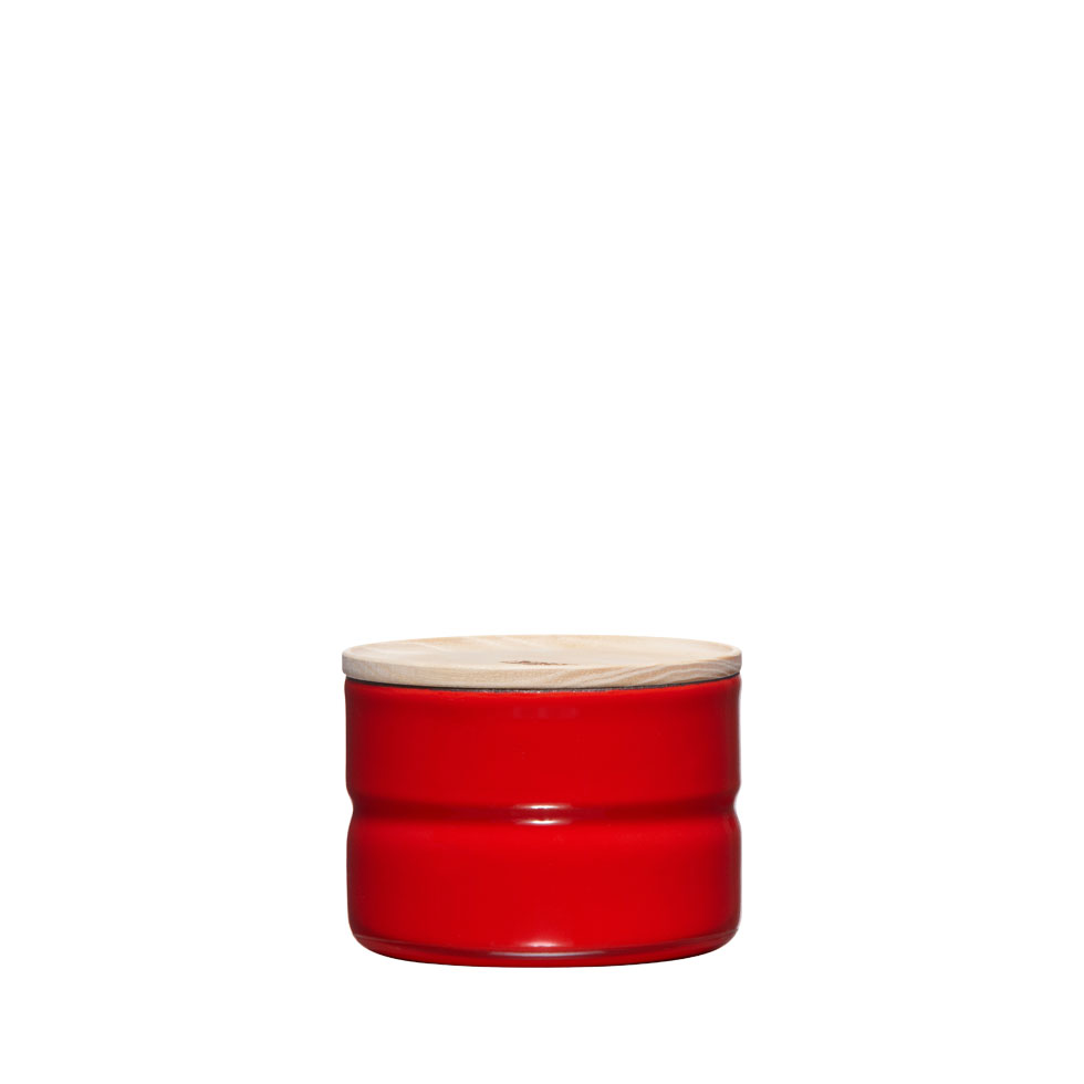 Riess Kitchen Management Vorratsdose 0,23 L Fresh Tomato - Emaille mit Eschenholzdeckel