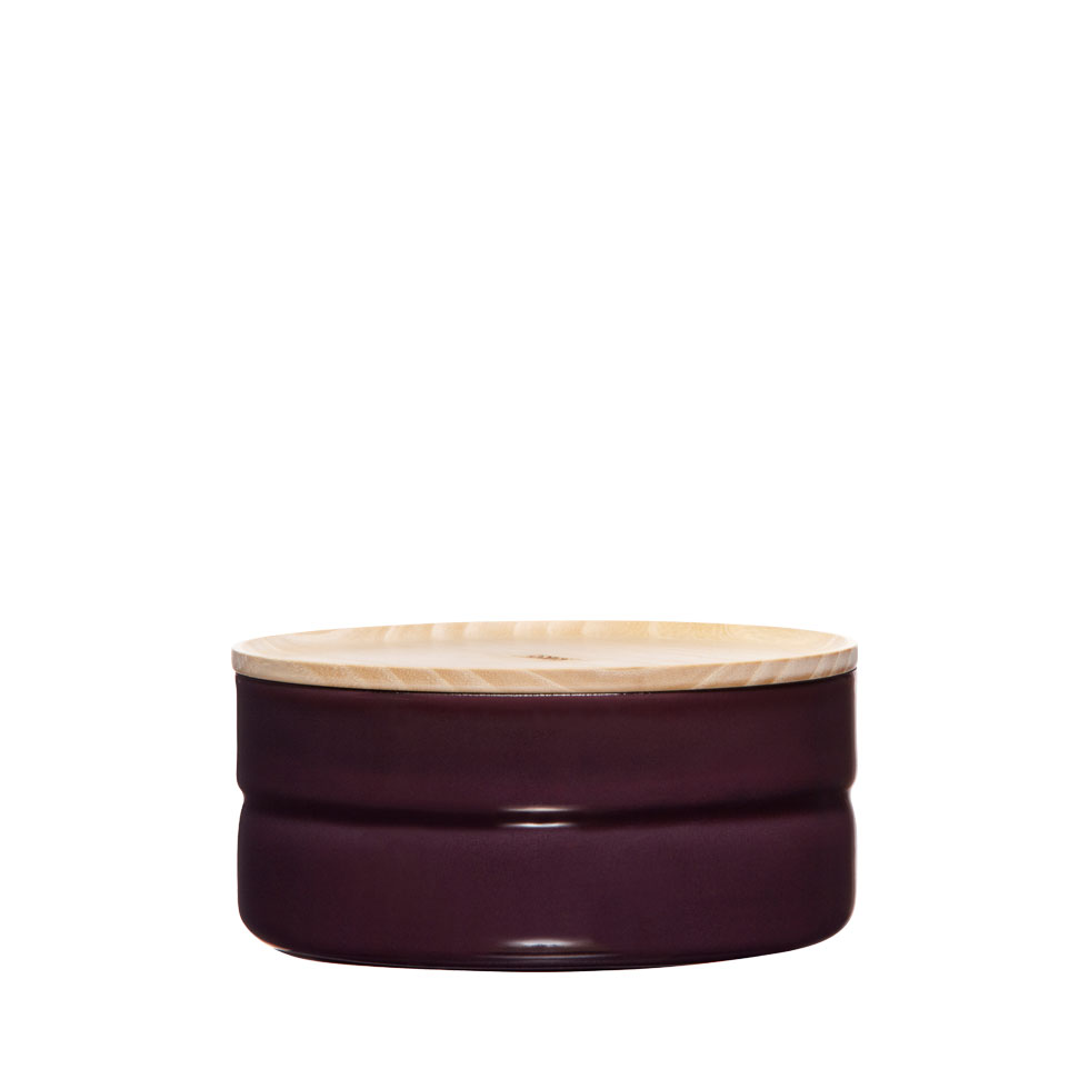 Riess-kelomat - Riess Vorratsdose mit Holzdeckel 13cm 6h 615ml Dark Aubergine Emaille