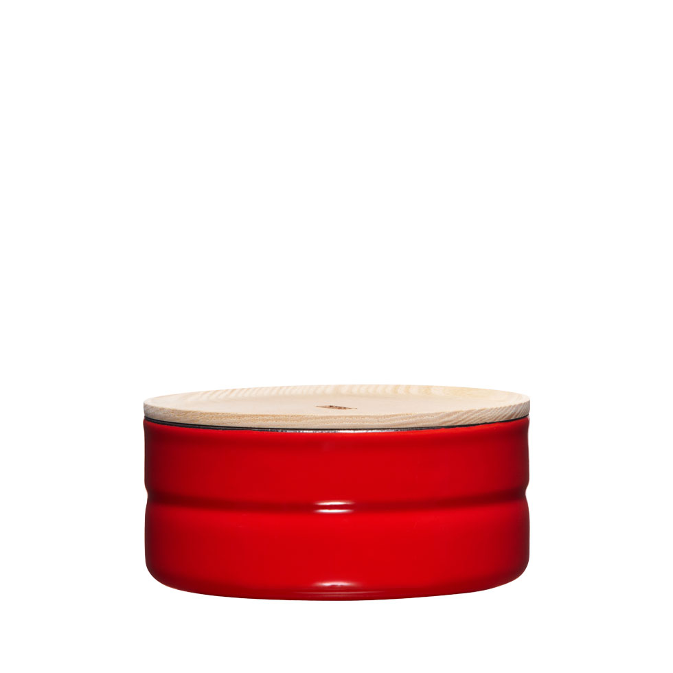 Riess Kitchen Management Vorratsdose 0,615 L Fresh Tomato - Emaille mit Eschenholzdeckel