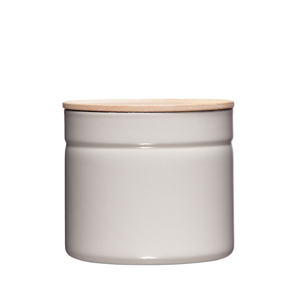 RIESS Frischhaltedose - Emaille Vorratsdose mit Eschenholz-Deckel Truehomewear 12cm 1390ml grau
