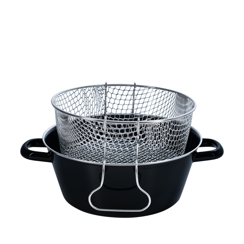 Riess-kelomat - Riess Pommes-Frites Pfanne mit Einsatz Ø20cm Schwarz Emaille