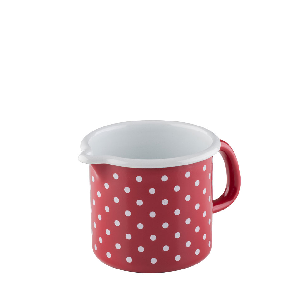 Riess-kelomat - Riess Schnabeltopf Ø9cm 05 Liter Emaille Country Pünktchen rot
