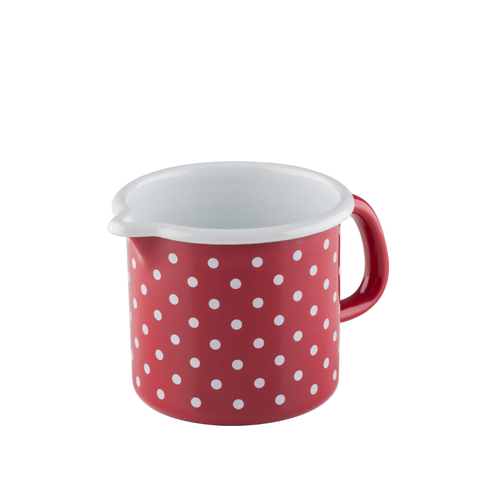 Riess Schnabeltopf Ø12cm 1 Liter Country Pünktchen Rot Emaille