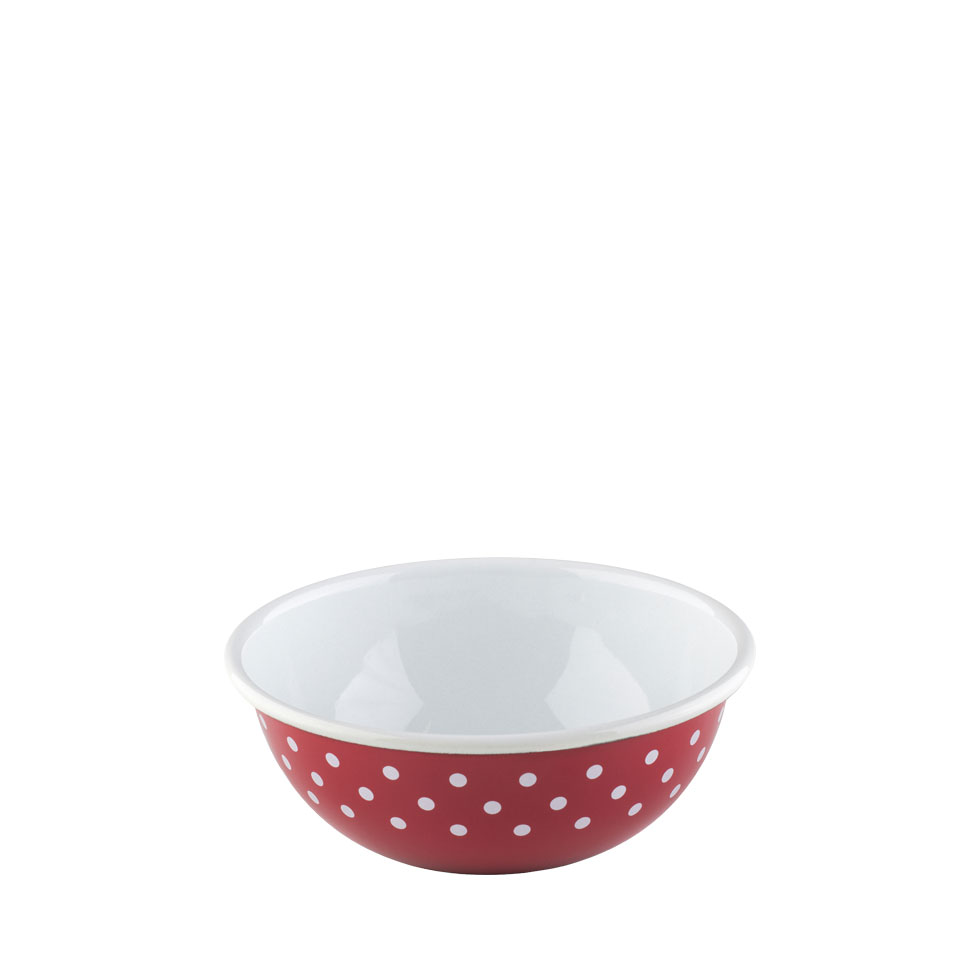 Riess-kelomat - Riess Küchenschüssel Salat Müsli Ø16cm Emaille Country Pünktchen rot