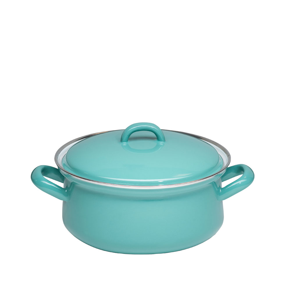 Riess-kelomat - Riess Kasserolle mit Deckel Ø18cm 15 Liter Emaille Classic Nature Green