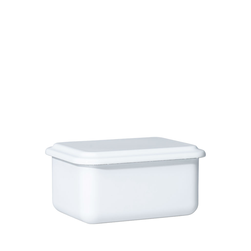 Riess-kelomat - Riess Vorratsbehälter Emaille mit Deckel 15x11x7cm hoch Classic Weiss