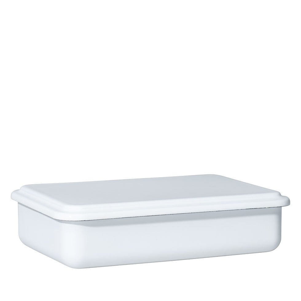 Riess-kelomat - Riess Vorratsbehälter Emaille mit Deckel 23x15x5cm weiss