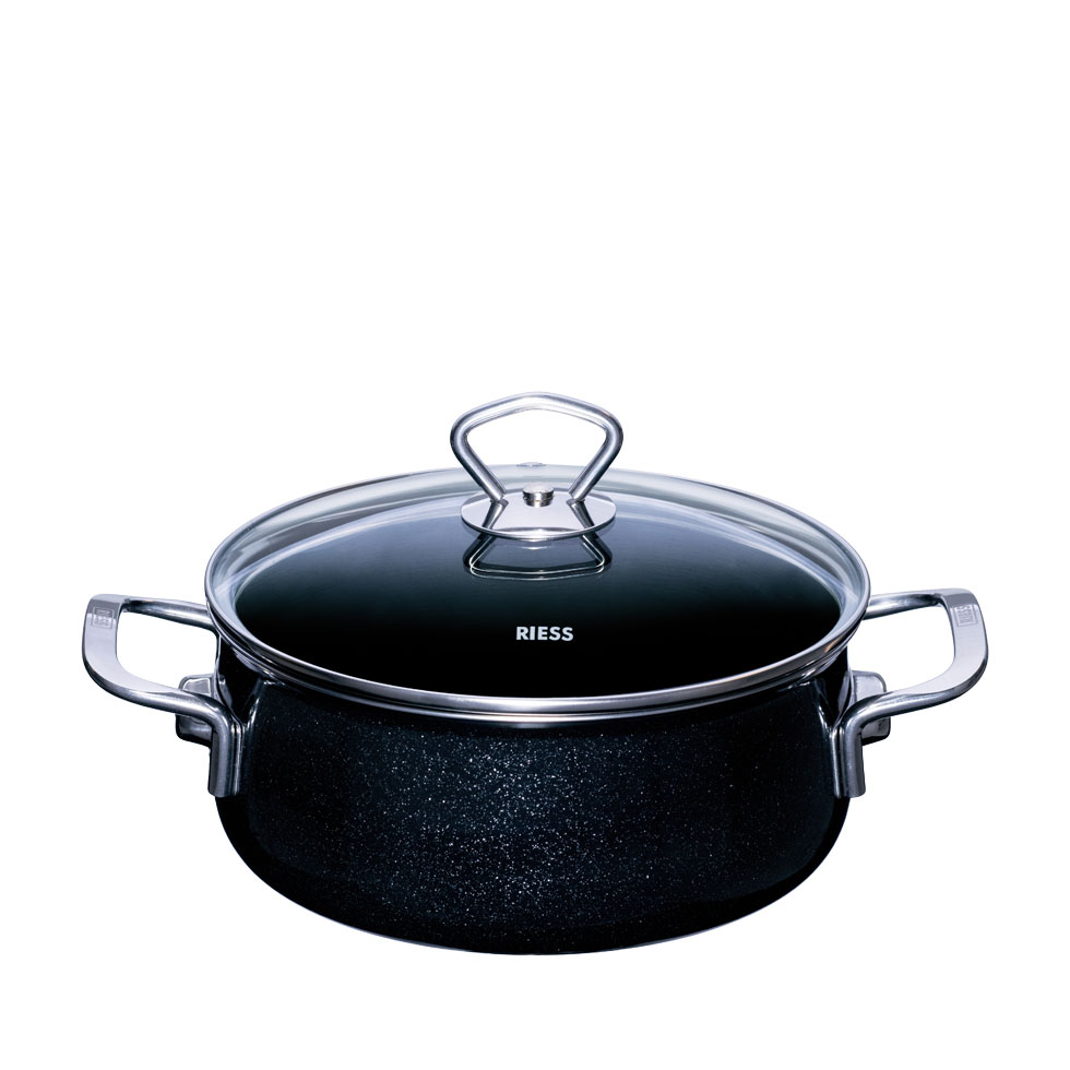 Riess-kelomat - Riess Kasserolle mit Glasdeckel Ø20cm 2 Liter Nouvelle Black Magic glänzend schwarz