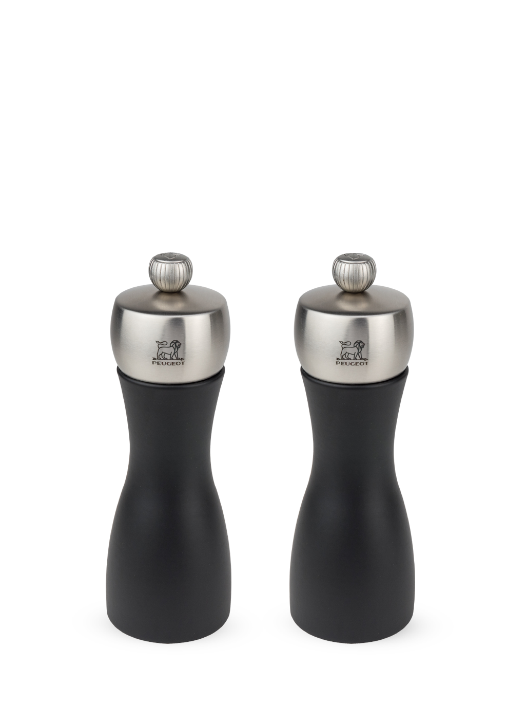 Peugeot Fidji Duo Pfeffer- + Salzmühle 15 cm Buchenholz schwarz matt - Stahlmahlwerk