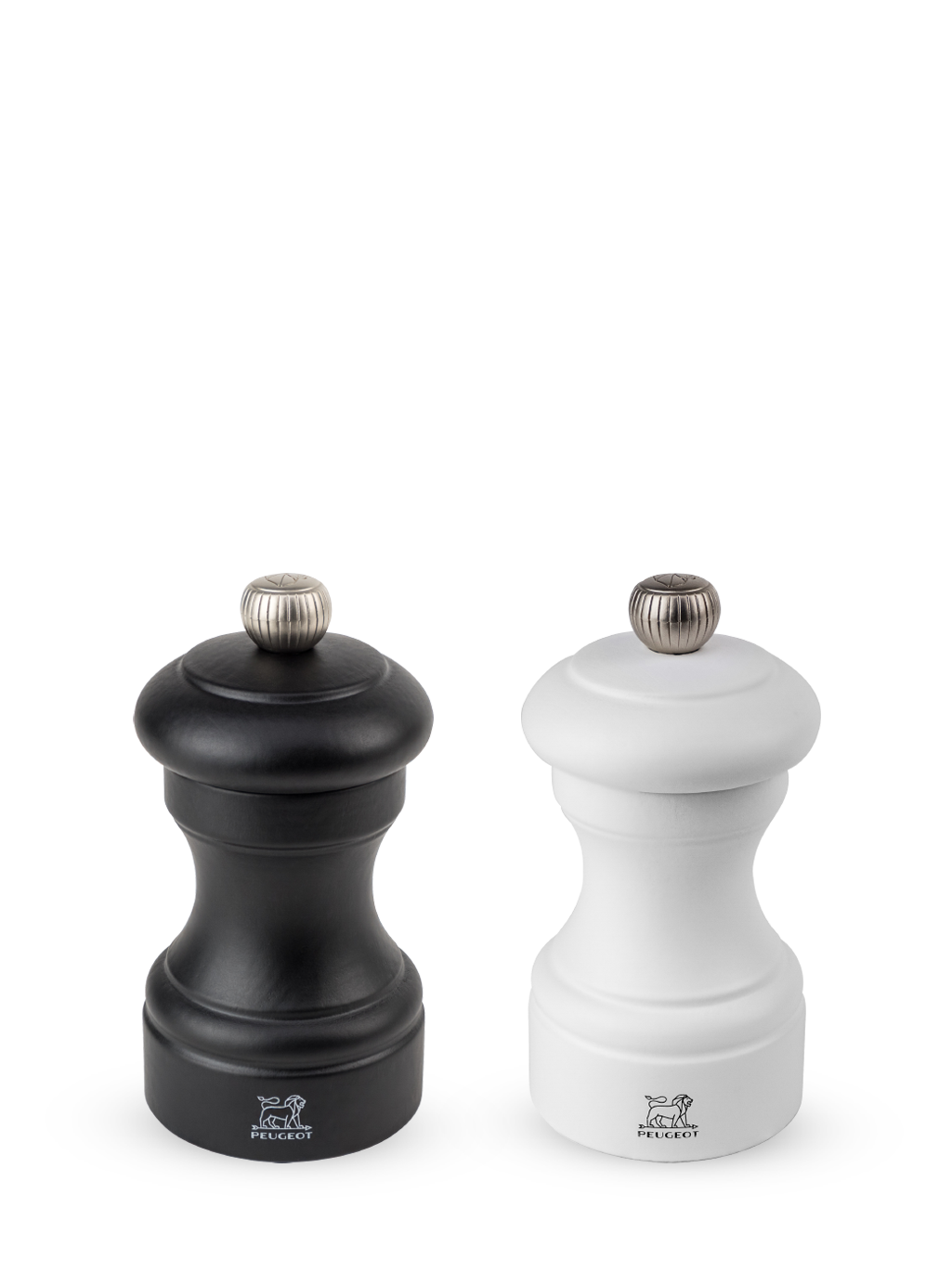 Peugeot Bistro Duo Pfeffer- + Salzmühle 10 cm Buchenholz weiß + schwarz - Stahlmahlwerk