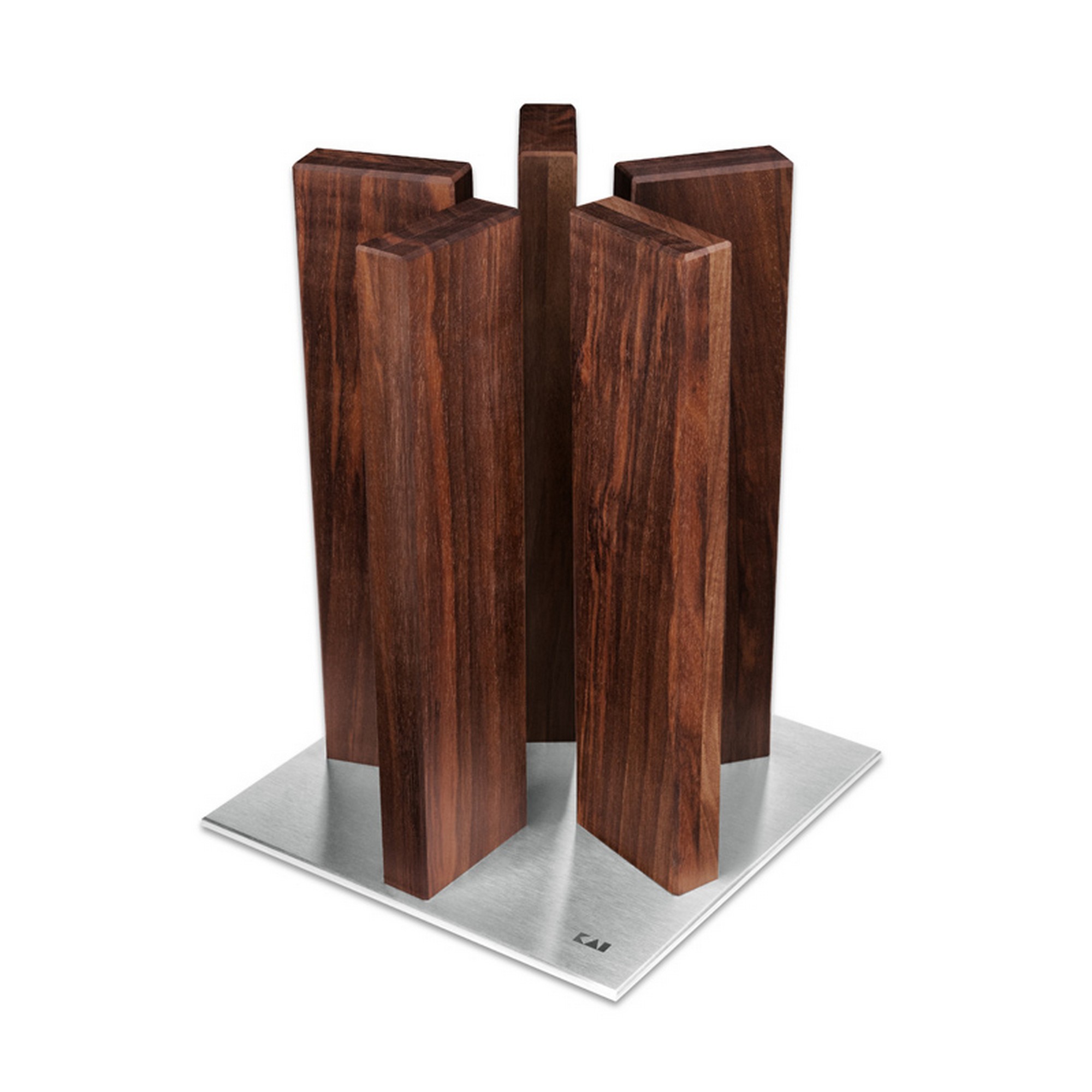 KAI Messerblock Stonehenge magnetisch für 10 Messer - Walnussholz mit Edelstahlsockel