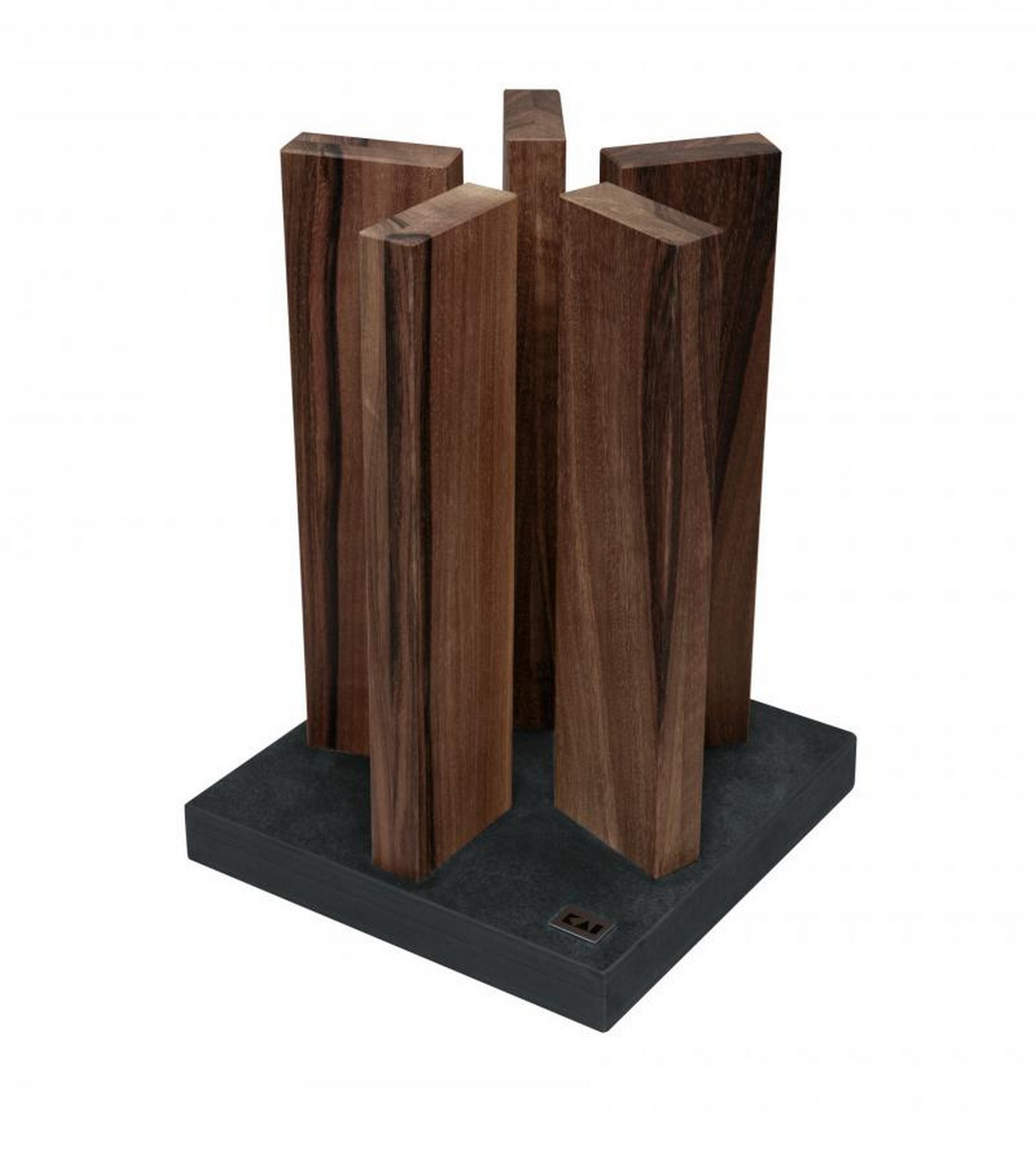 KAI Messerblock Stonehenge magnetisch für 10 Messer - Walnussholz mit Granitsockel