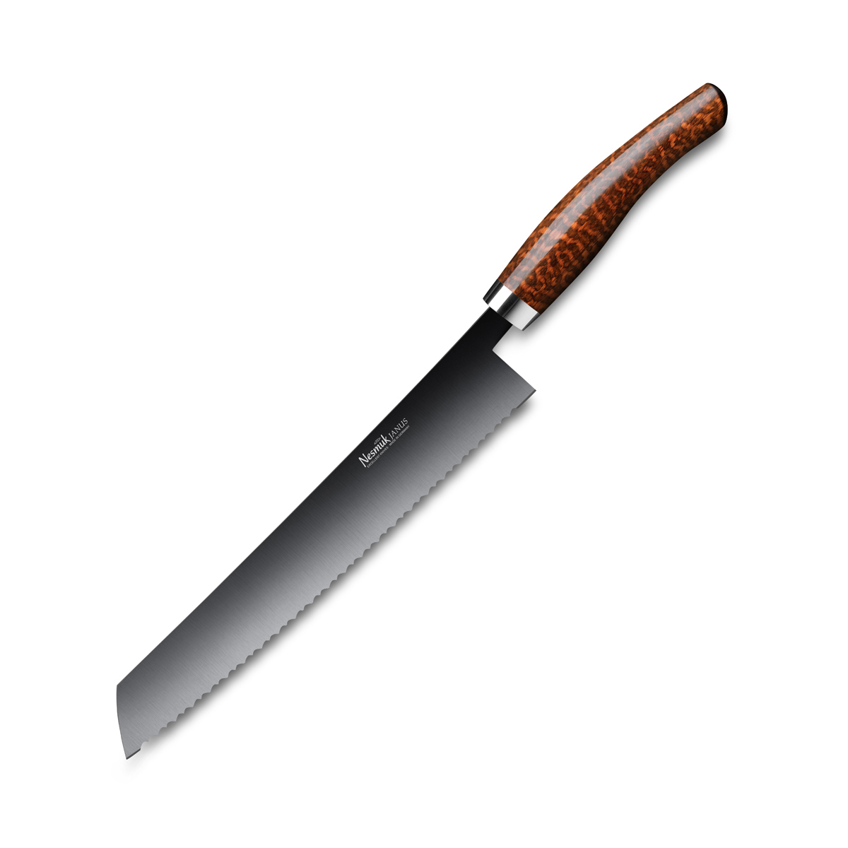Nesmuk Janus Brotmesser 27 cm / Niob-Hochleistungsstahl mit DLC-Beschichtung und Griff aus Schlangenholz