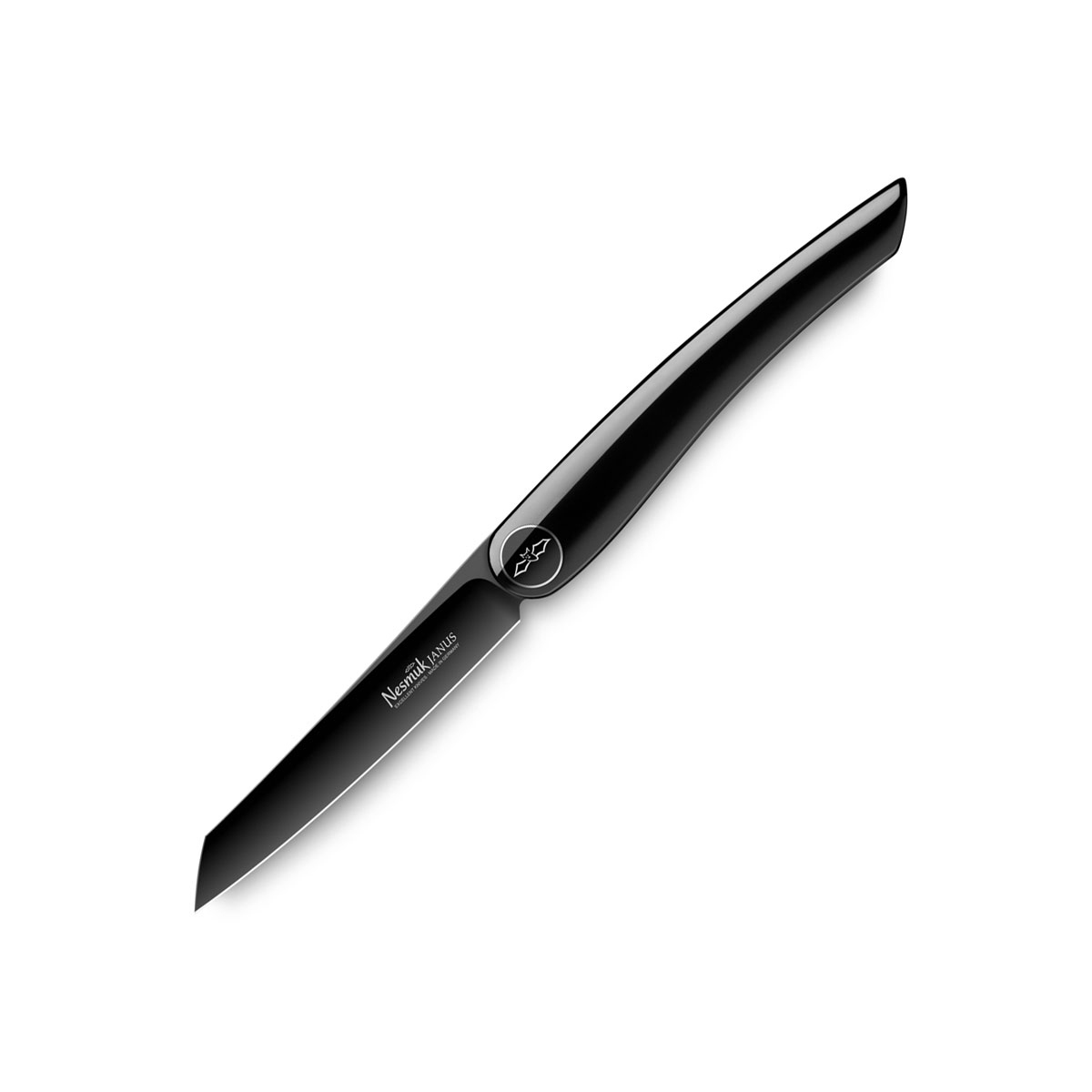 Nesmuk Janus Folder 8,9 cm / Niob-Hochleistungsstahl mit DLC-Beschichtung und Griff aus schwarzem Klavierlack