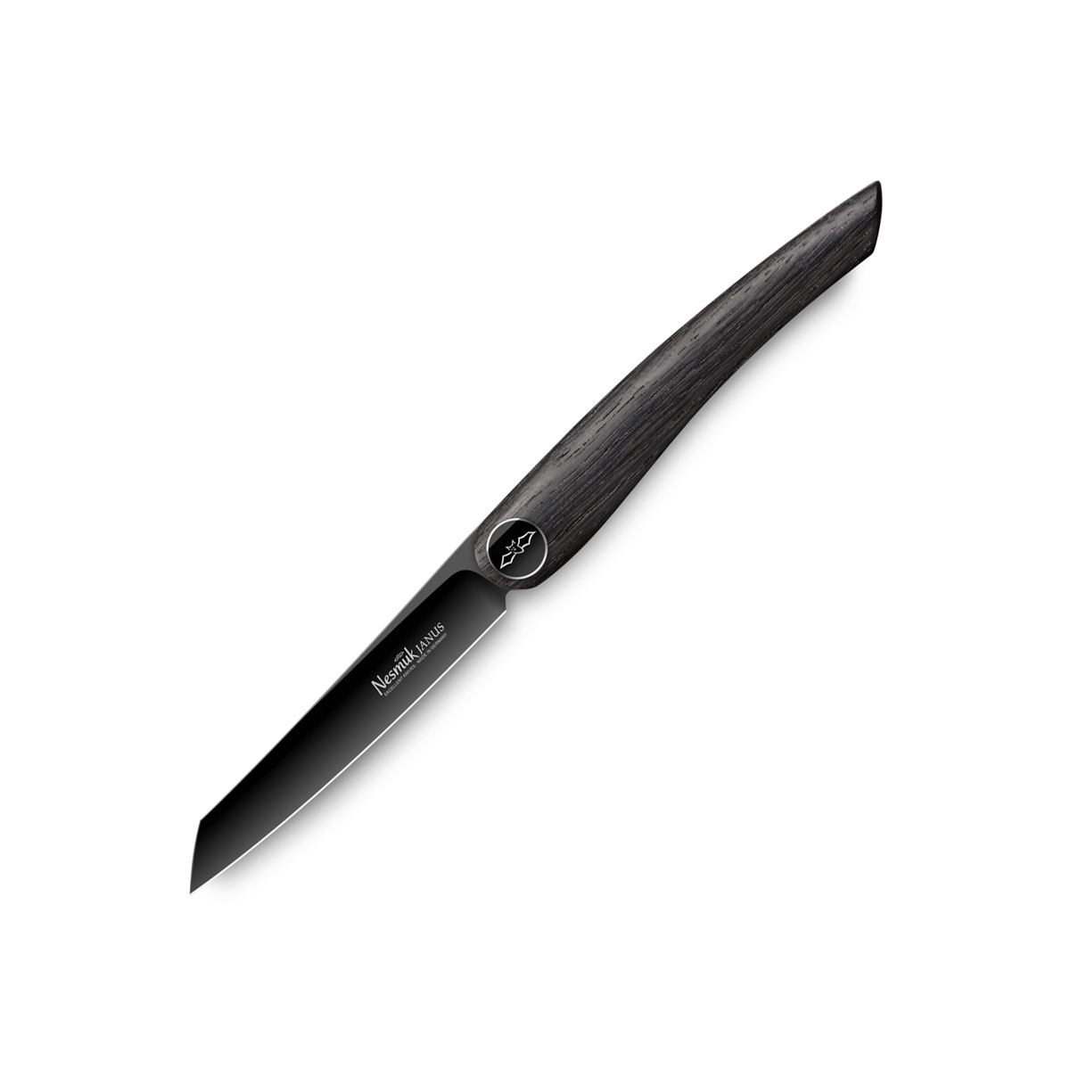 Nesmuk Janus Folder 8,9 cm / Niob-Hochleistungsstahl mit DLC-Beschichtung und Griff aus Mooreichenholz