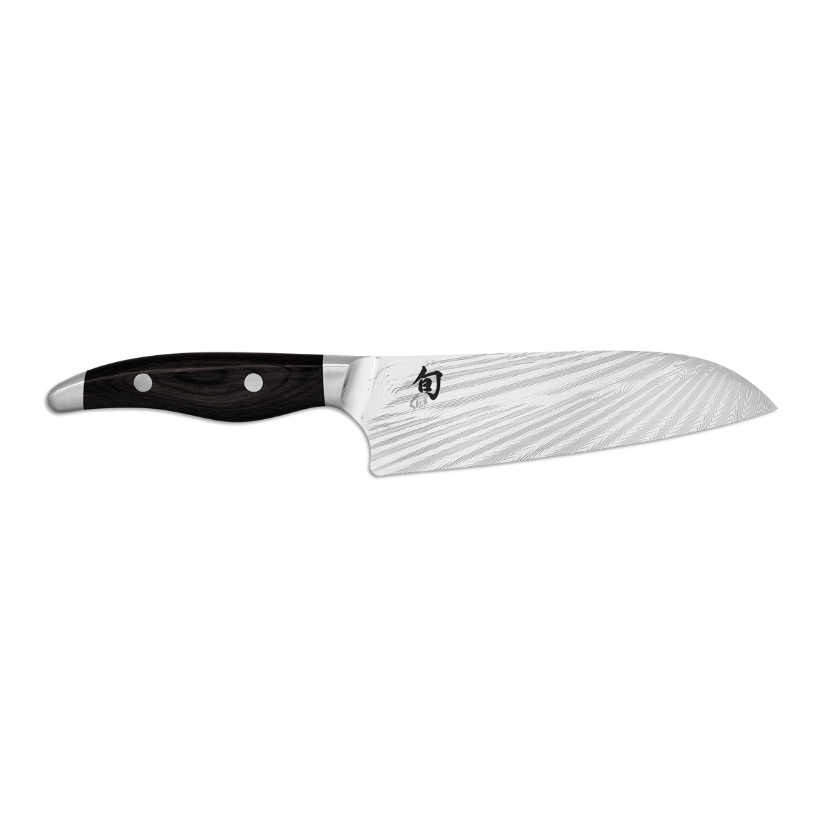 KAI Shun Nagare Black Santoku 18 cm - Damaststahl - Griff Pakkaholz schwarz