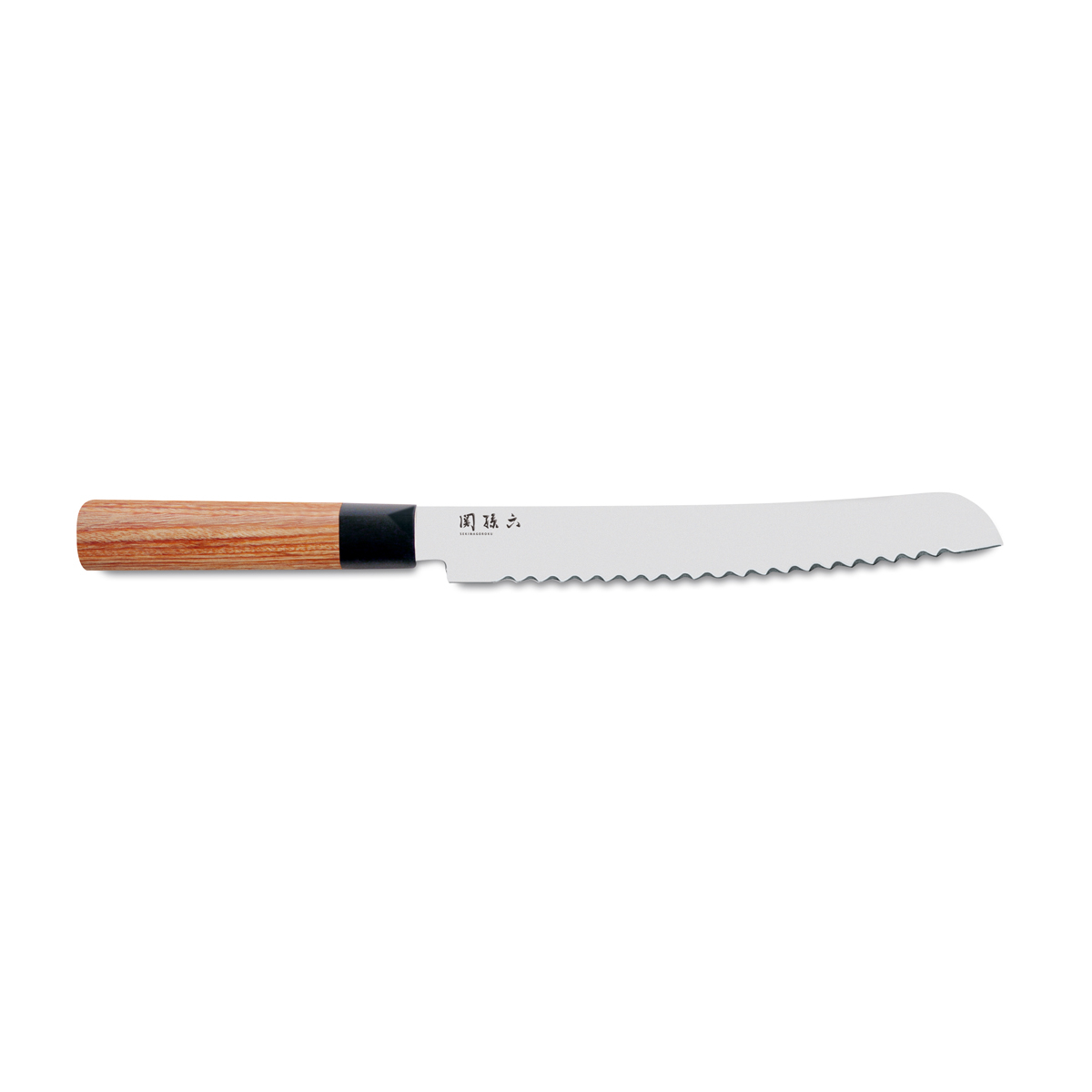 KAI Seki Magoroku Red Wood Brotmesser 22,5 cm - Carbon 1K6 Stahlklinge - Griff Pakkaholz