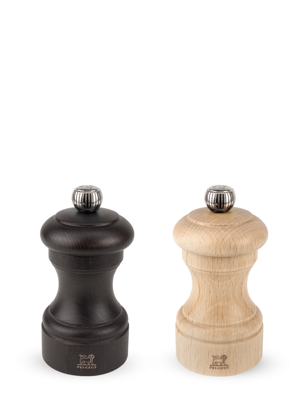 Peugeot Bistro Duo Pfeffer- + Salzmühle 10 cm Buchenholz schoko + natur - Zirlion-Mahlwerk