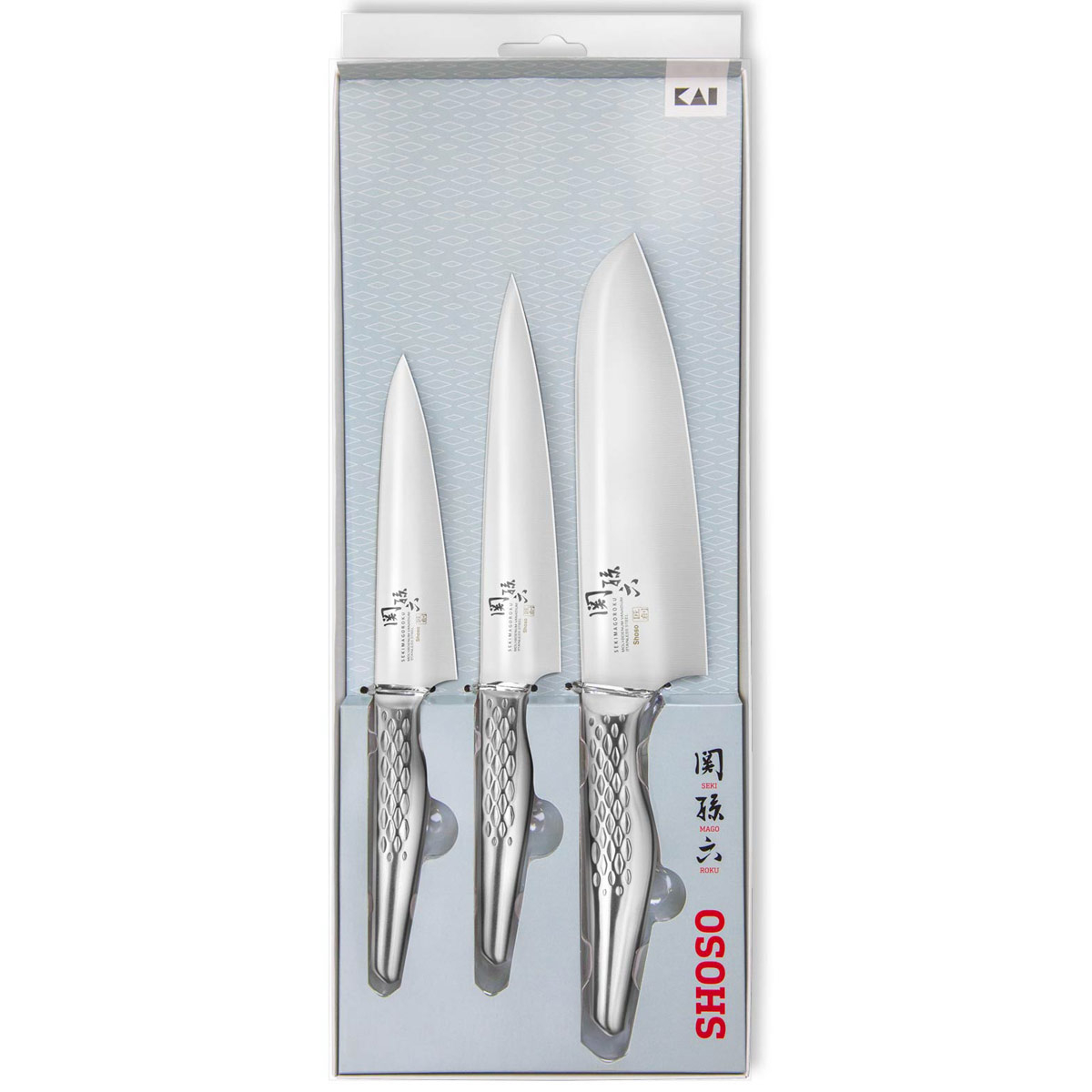 KAI Seki Magoroku Shoso 3-teiliges Messer-Set Japan - Klinge & Griff Edelstahl
