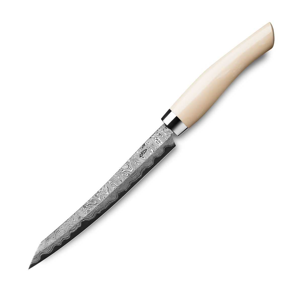 Nesmuk Exklusiv C150 Damast Slicer 16 cm mit Schneidlage / Griff aus Juma Ivory