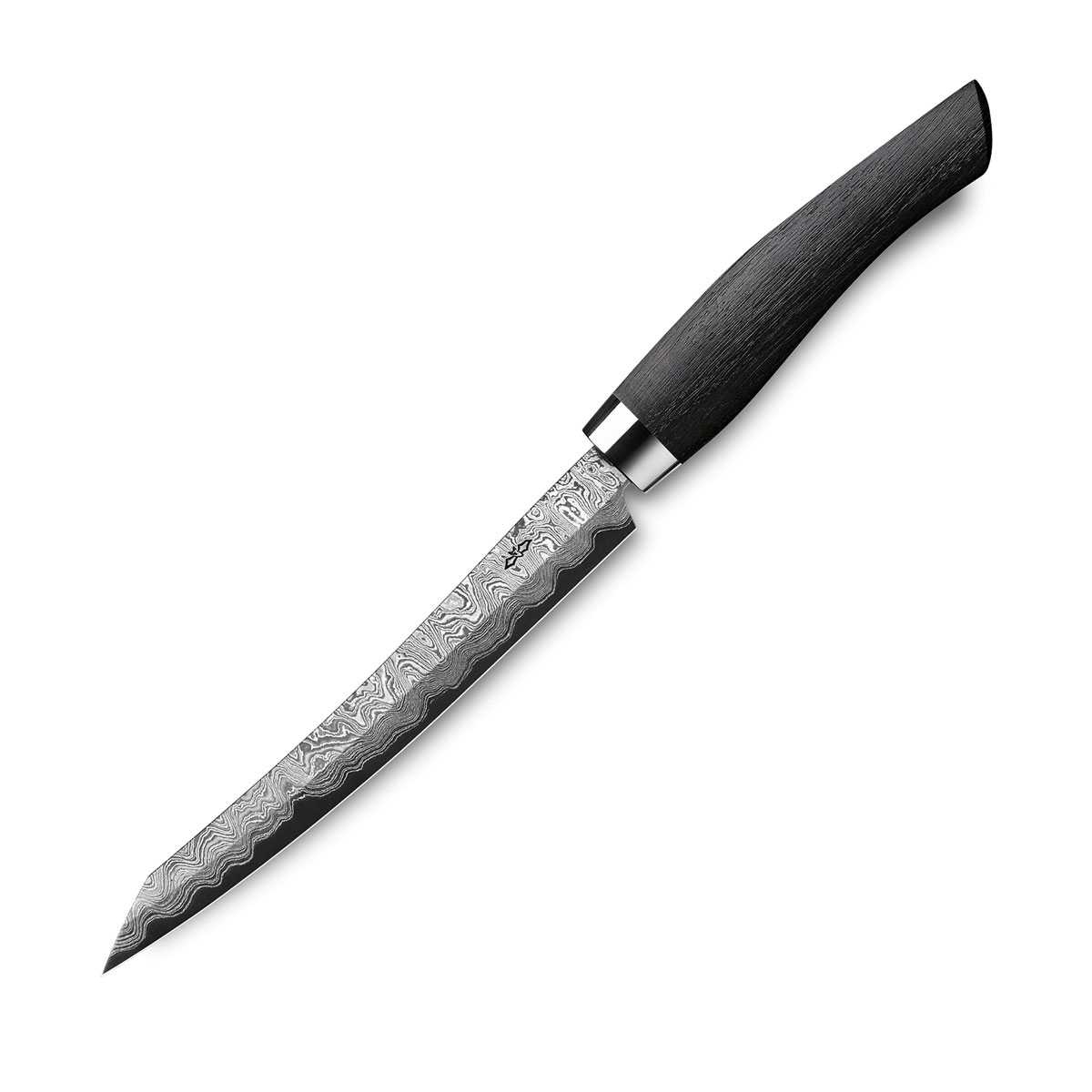 Nesmuk Exklusiv C150 Damast Slicer 16 cm mit Schneidlage / Griff aus Mooreichenholz