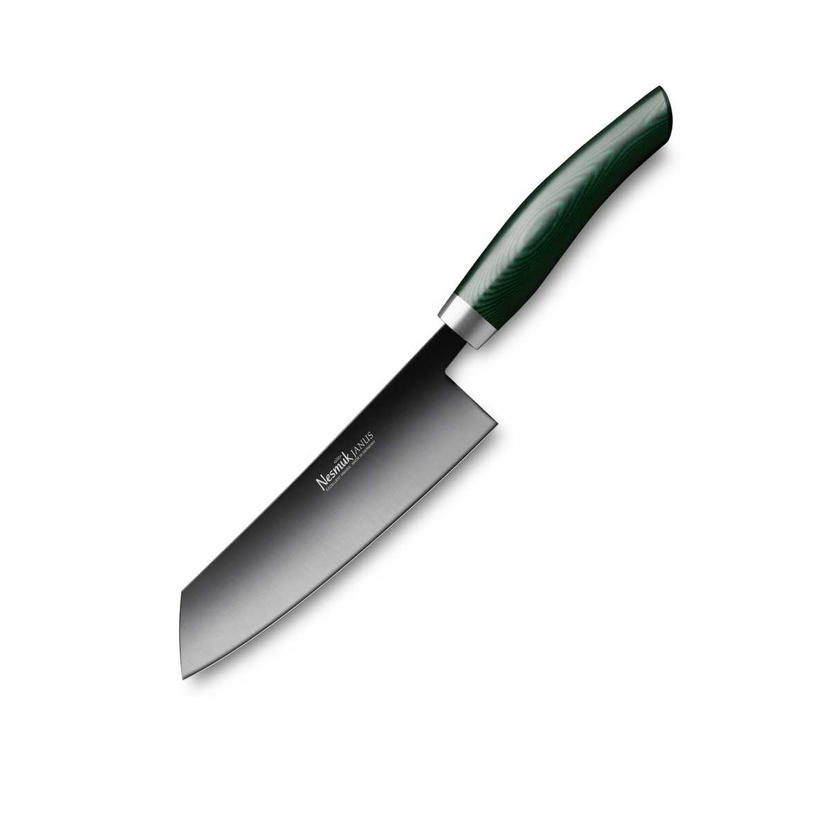 Nesmuk Janus Kochmesser 14 cm - Niobstahl mit DLC-Beschichtung - Griff Micarta grün