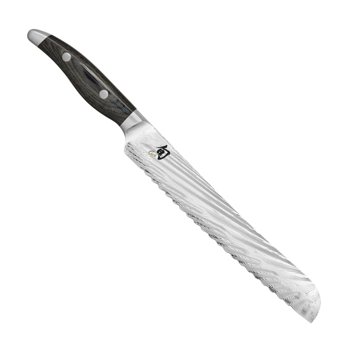 KAI Shun Nagare Brotmesser 23 cm / Damaststahl mit Griff aus grauem Pakkaholz