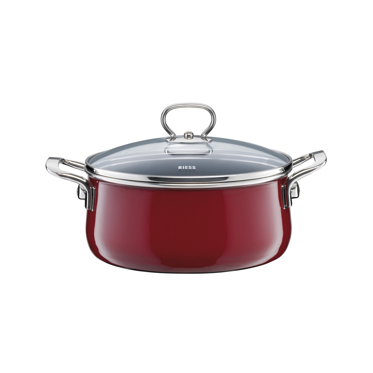 Riess Nouvelle Rosso extra stark Kasserolle mit Glasdeckel 20 cm / 2,0 L - Emaille