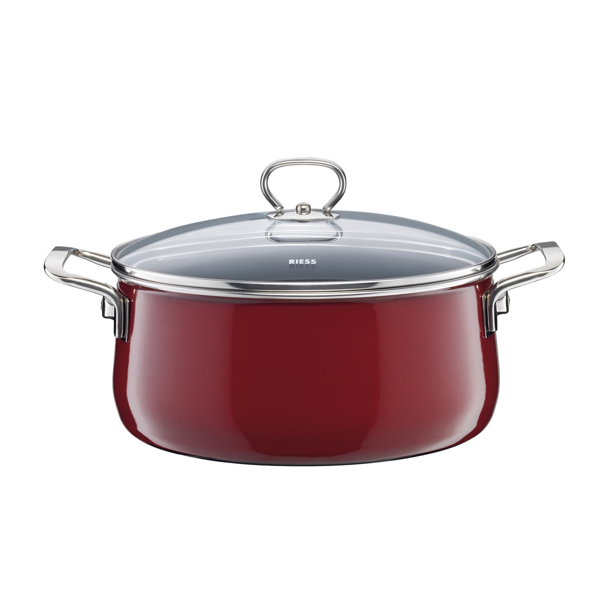 Riess Nouvelle Rosso extra stark Kasserolle mit Glasdeckel 24 cm / 4,0 L - Emaille