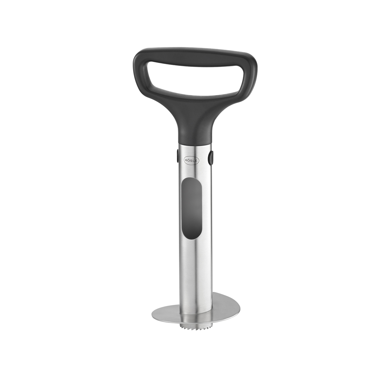 RÖSLE Obstschneider (1-tlg) Ananasschäler mit ergonomischem Griff Einschneidskala Auswurfschlitz schwarz|silberfarben