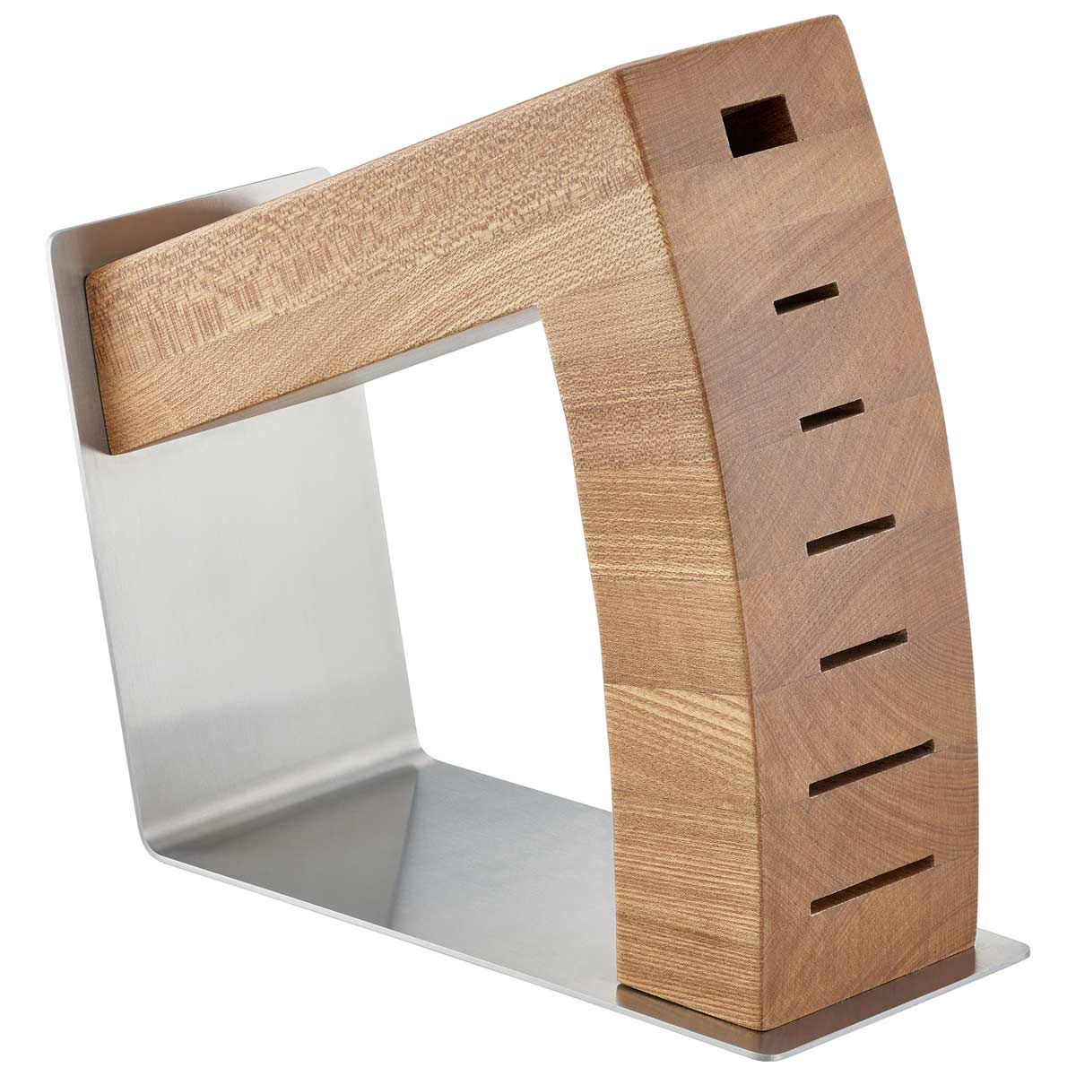 Messerblock RÖSLE MoveX Messerblöcke braun (silberfarben braun) Messerblock Messerblöcke ohne Messer aus Edelstahl und Ulmenholz zwei Standpositionen unbestückt