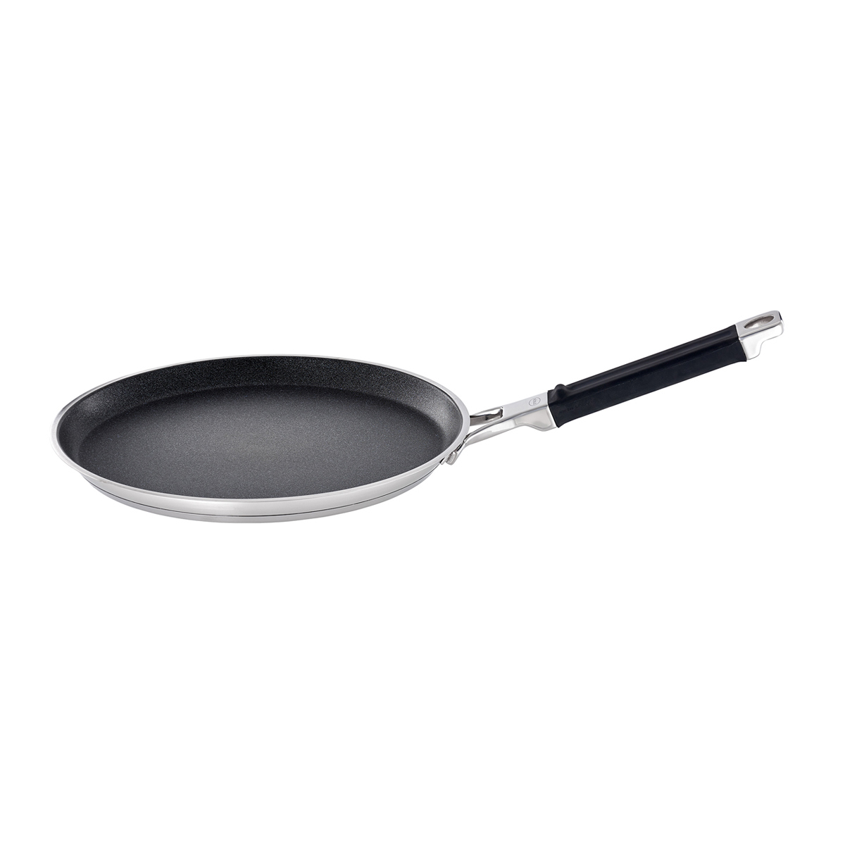 Crêpepfanne RÖSLE SILENCE PRO Pfannen Gr Ø 28 cm + Höhe 10 cm silberfarben (silberfarben schwarz) Crêpepfanne Premium-Antihaftversiegelung spülmaschinengeeignet Ø 28cm Induktion