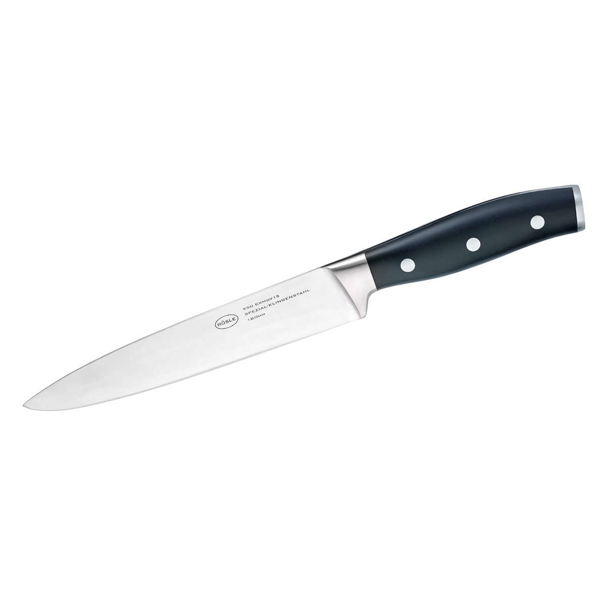 Fleischmesser RÖSLE Tradition Kochmesser Gr Gesamtlänge 305 cm Klingenlänge 18 cm silberfarben (silberfarben schwarz) Fleischmesser Küchenmesser für von Fleisch Klingenspezialstahl ergonomischer Griff