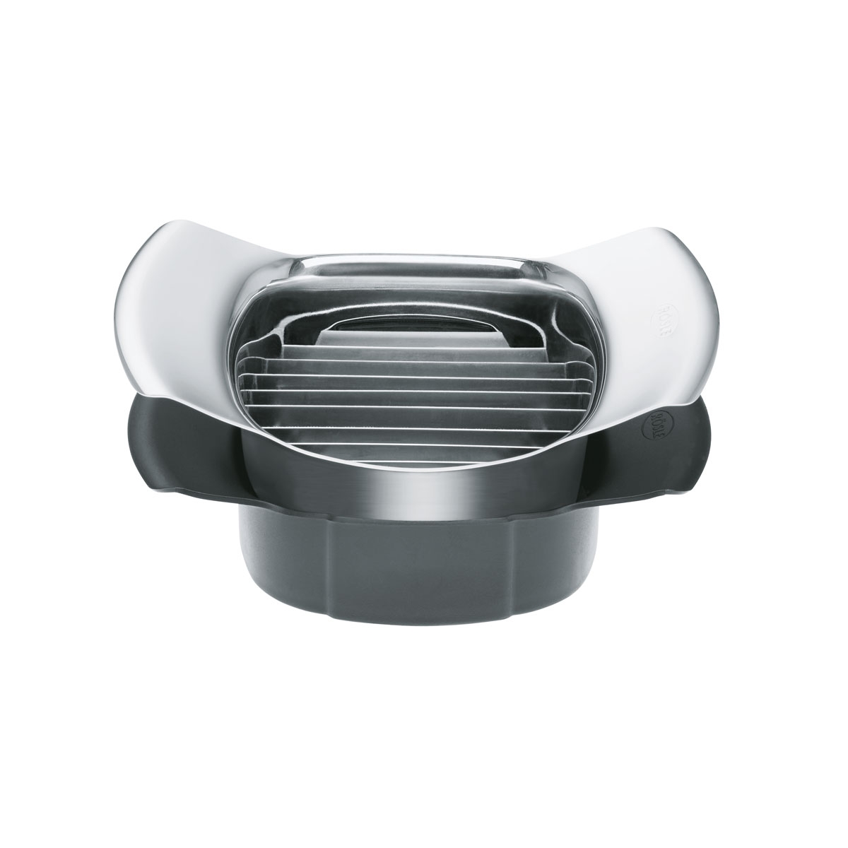 Mozzarellaschneider RÖSLE silber (edelstahlfarben) Ø10cm Kunststoff Edelstahl Küchenschneider Gemüseschneider Mozzarellaschneider Obstschneider Tomatenschneider gleichmäßige Scheiben mit zehn gezahnten Klingen