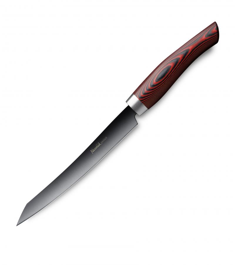 Nesmuk Janus Slicer 16 cm - Niobstahl mit DLC-Beschichtung - Griff Micarta rot
