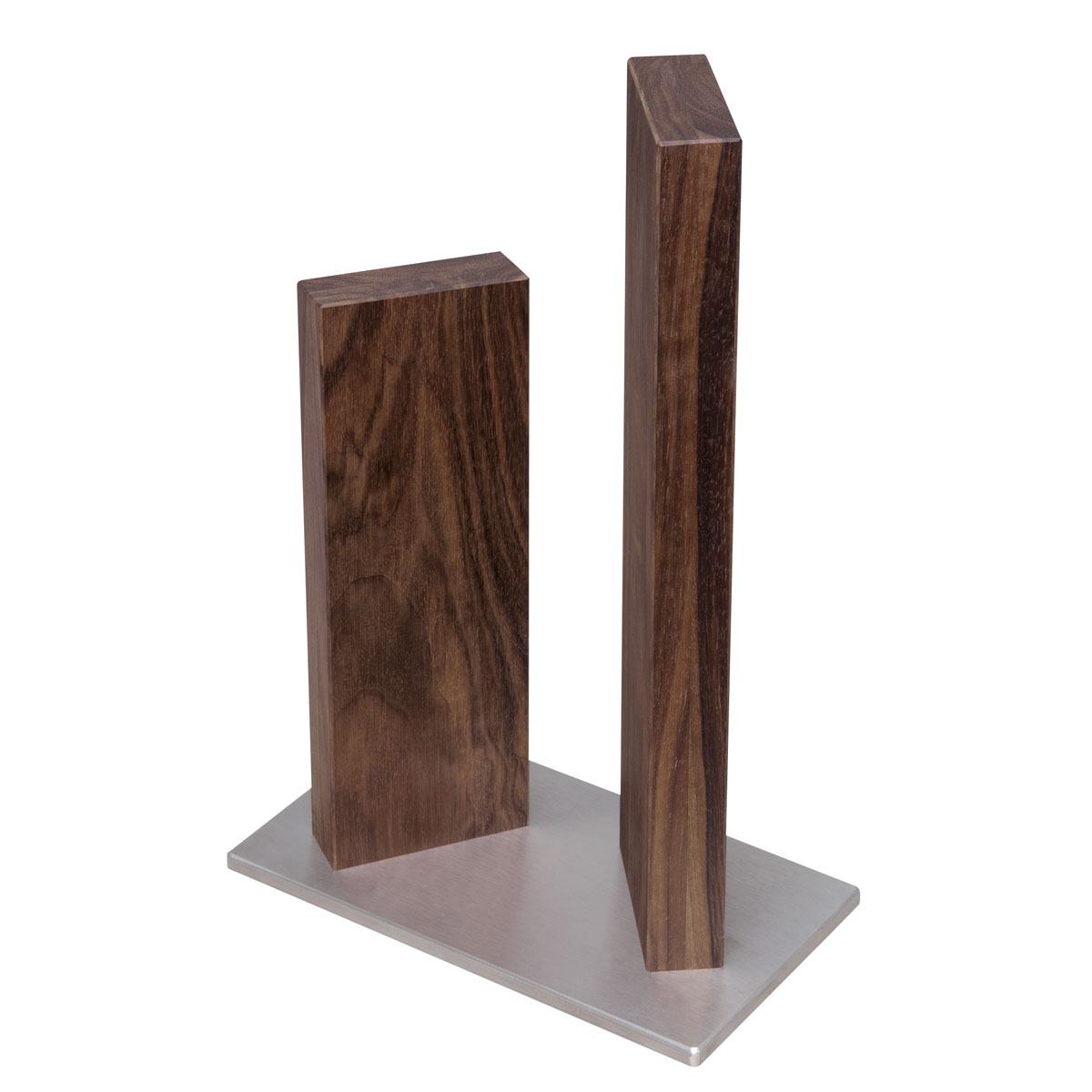 KAI Messerblock Stonehenge magnetisch für 4 Messer - Nussbaumholz mit Edelstahlsockel