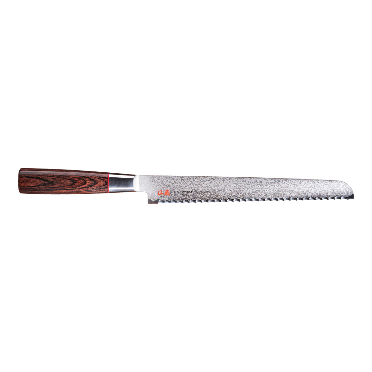 Suncraft Senzo Classic Brotmesser 22 cm - Damaststahl - Griff Pakkaholz