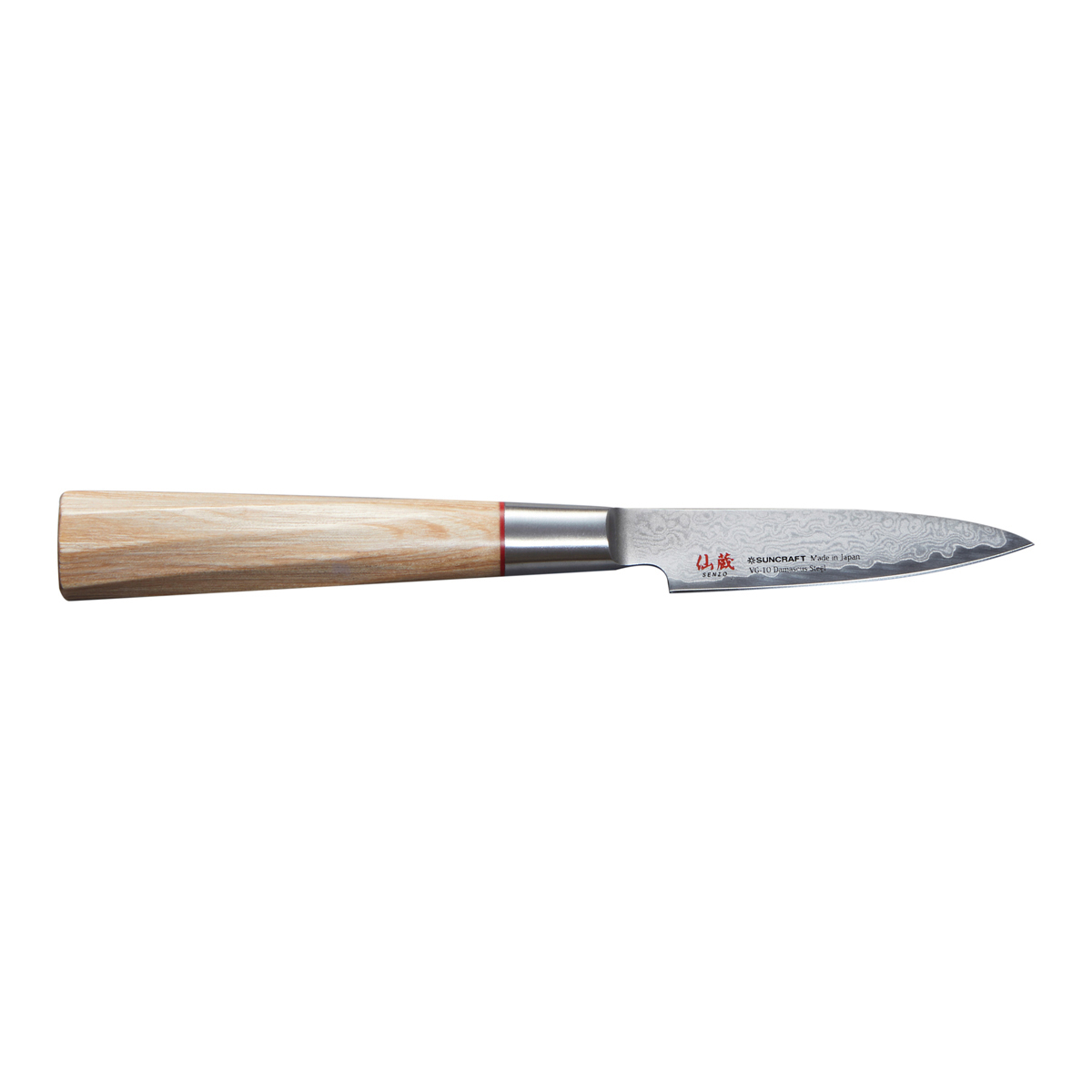 Suncraft Senzo Twisted Octagon Officemesser 8 cm - Damaststahl - Griff Pakkaholz