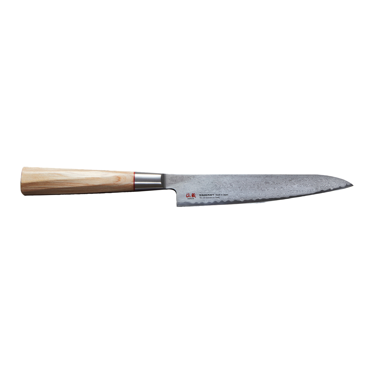 Suncraft Senzo Twisted Octagon Universalmesser 15 cm - Damaststahl - Griff Pakkaholz