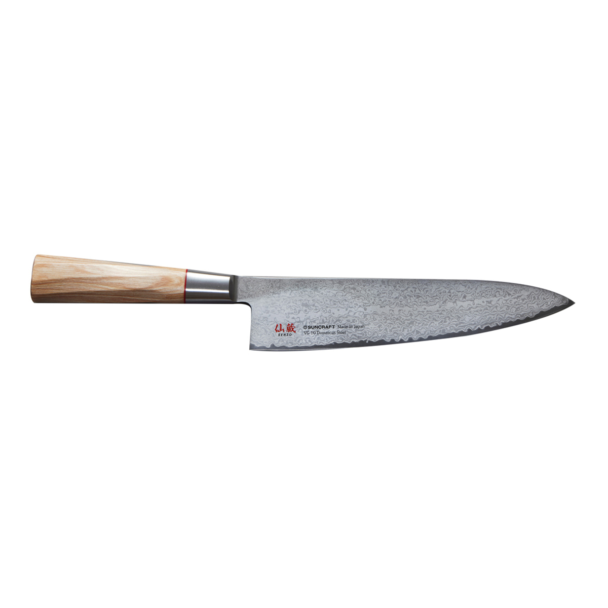 Suncraft Senzo Twisted Octagon Kochmesser 20 cm - Damaststahl - Griff Pakkaholz
