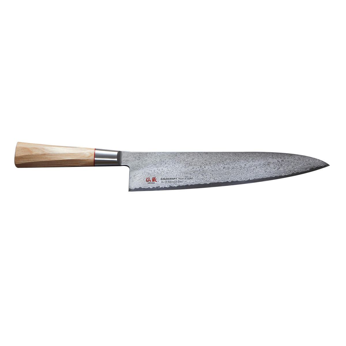 Suncraft Senzo Twisted Octagon Kochmesser 24 cm - Damaststahl - Griff Pakkaholz