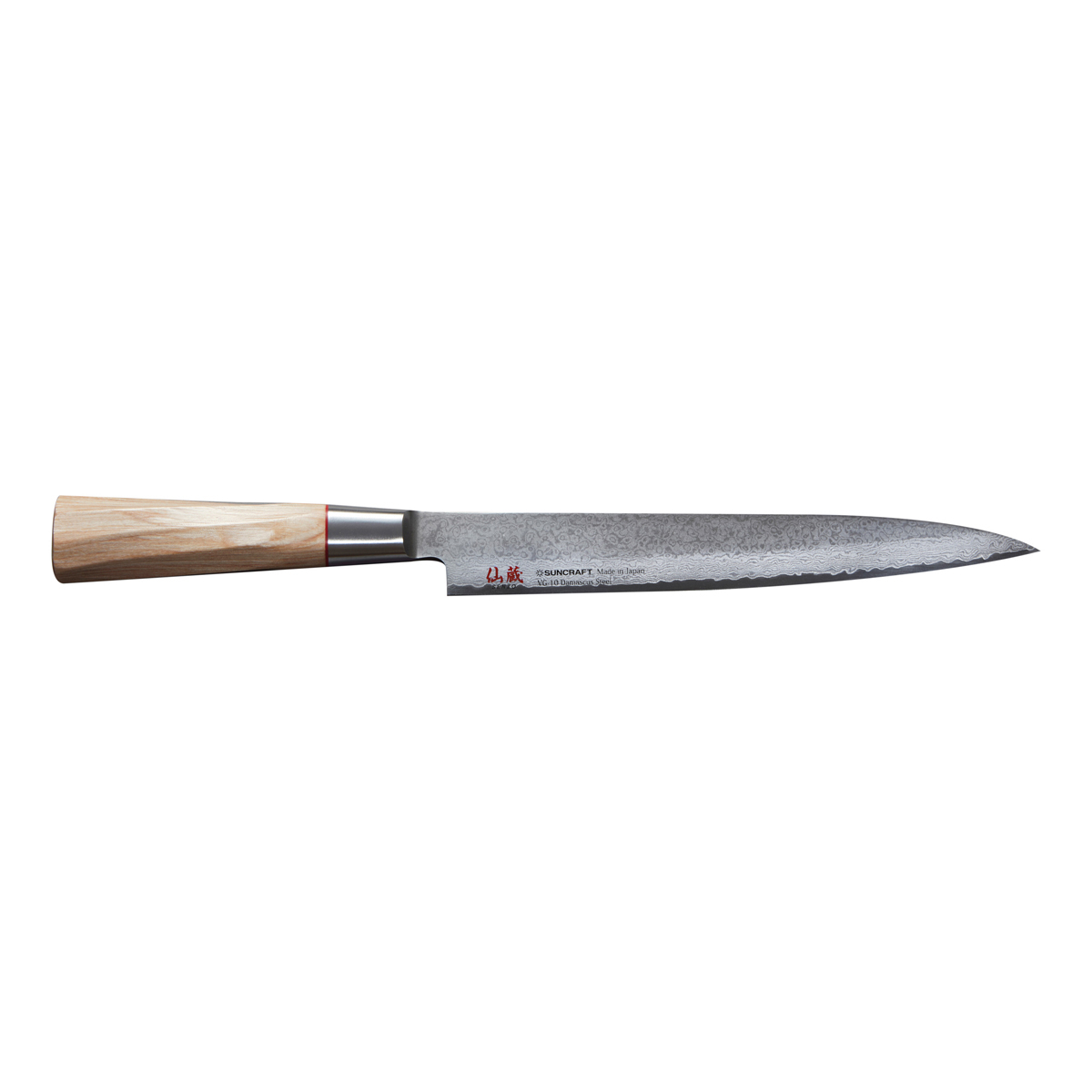 Suncraft Senzo Twisted Octagon Sashimimesser 21 cm - Damaststahl - Griff Pakkaholz