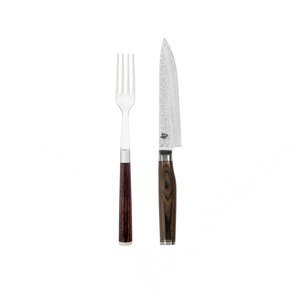 KAI Shun Premier Tim Mälzer Serie Gabel & Steakmesser Set / Griff aus dunklem Pakkaholz