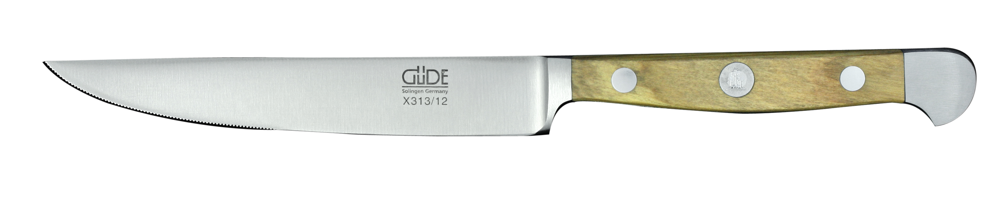 Güde Alpha Olive Steakmesser 12 cm - CVM-Messerstahl mit Griffschalen aus Olivenholz