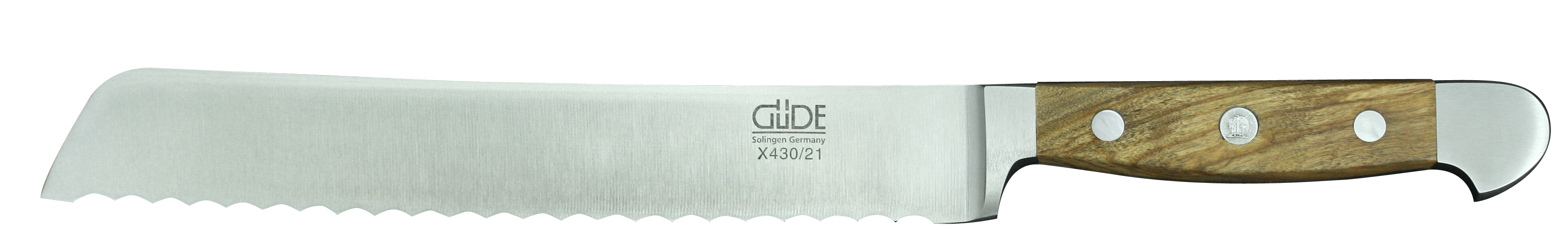 Güde Alpha Olive Brotmesser 21 cm - CVM-Messerstahl - Griffschalen Olivenholz