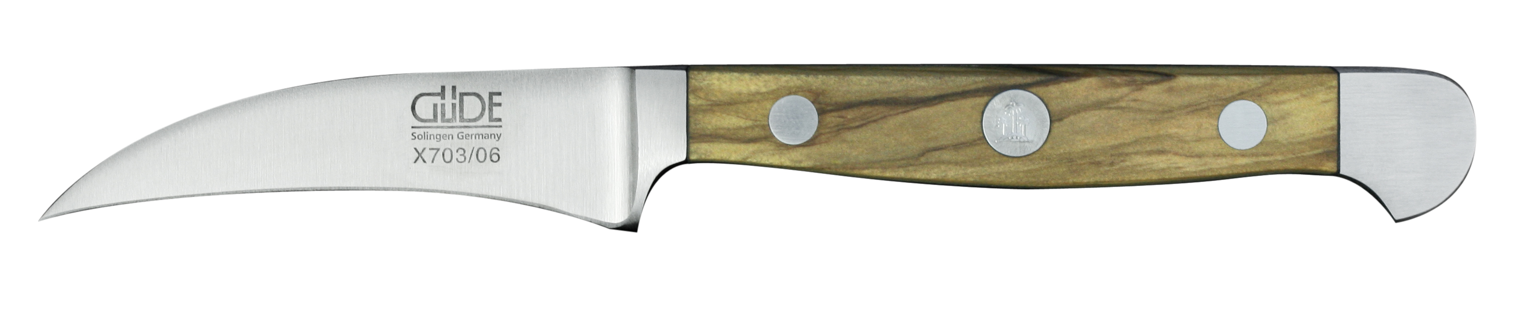 Güde Alpha Olive Schälmesser 6 cm / CVM-Messerstahl mit Griffschalen aus Olivenholz