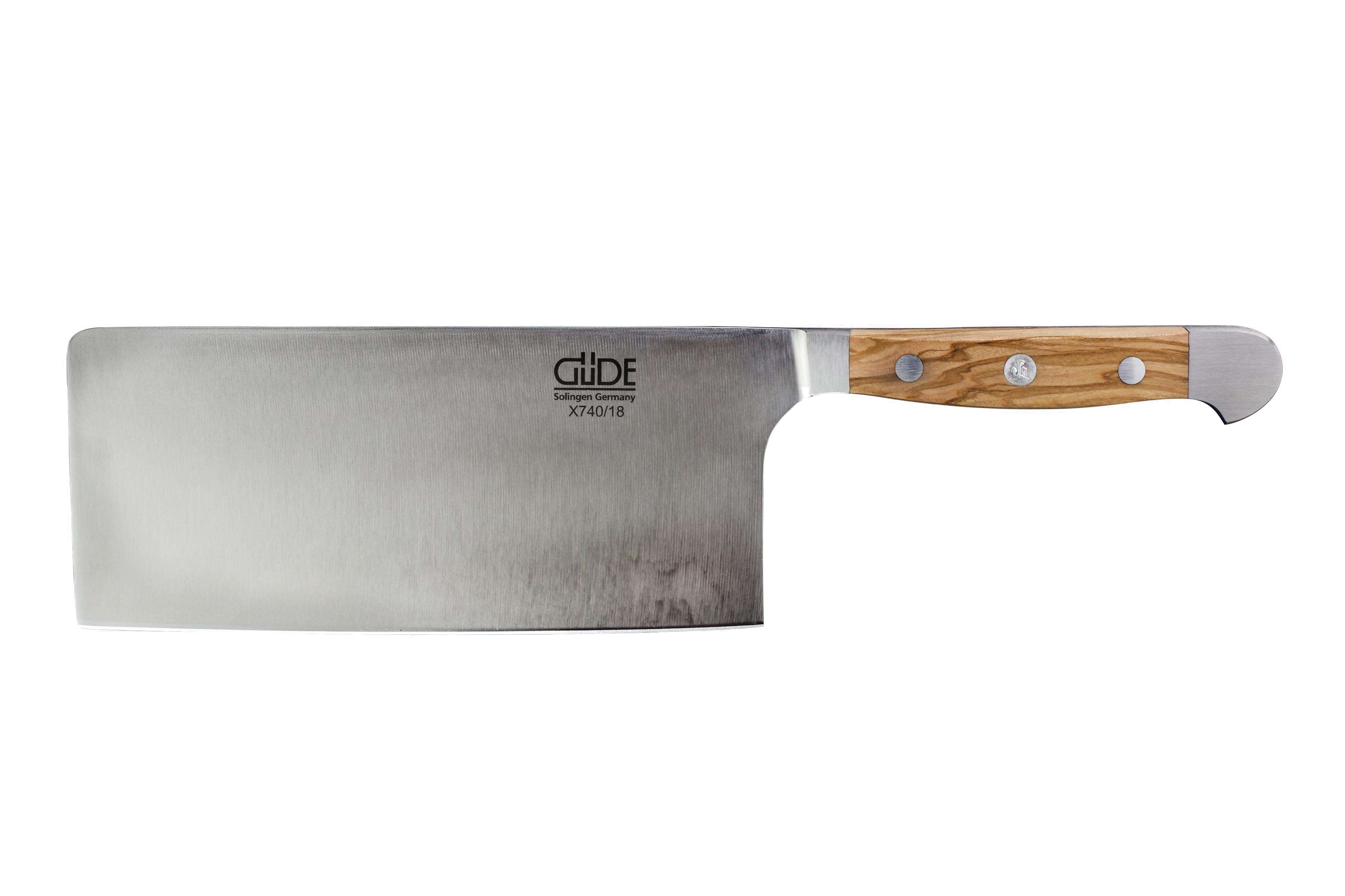 Güde Alpha Olive Chinesiches Kochmesser 18 cm / CVM-Messerstahl mit Griffschalen aus Olivenholz