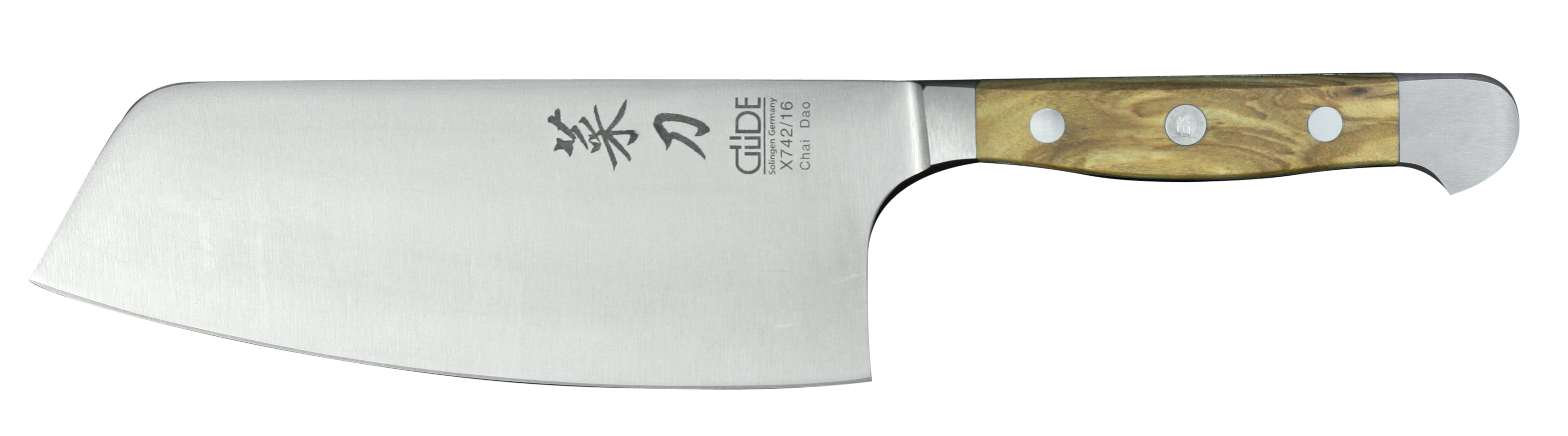 Güde Alpha Olive Chai Dao Messer 16 cm - CVM-Messerstahl mit Griffschalen aus Olivenholz
